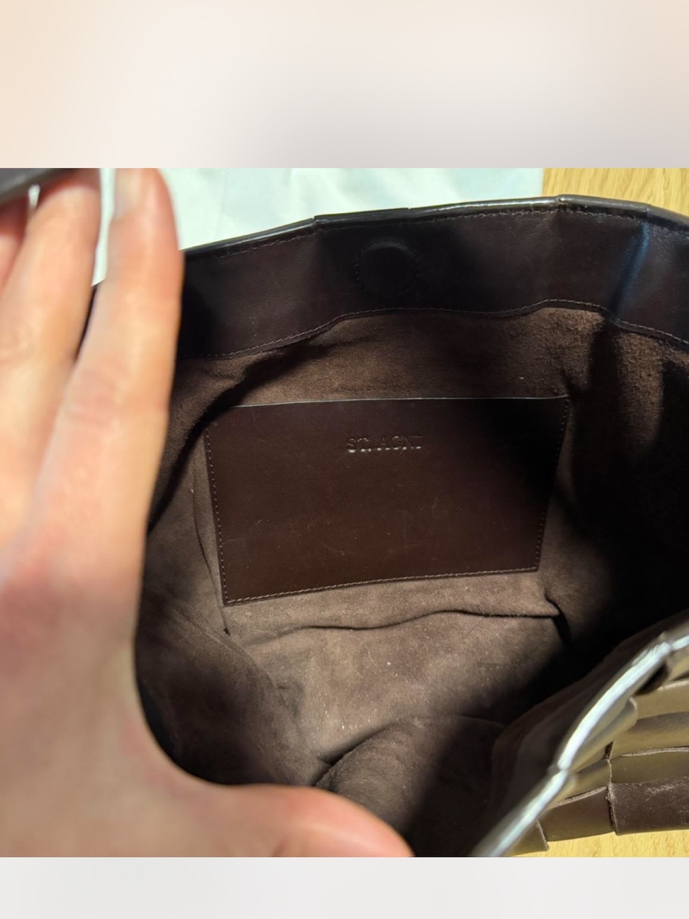 St. Agni Woven Leather Shoulder Bag in Chocolate - Picture 7 of 7